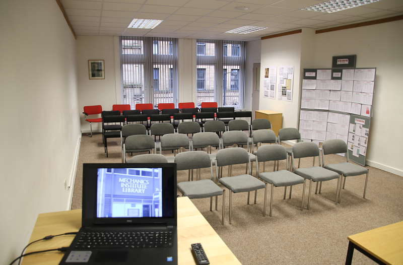Meeting presentation lecture room for hire at Bradford Mechanics Institute